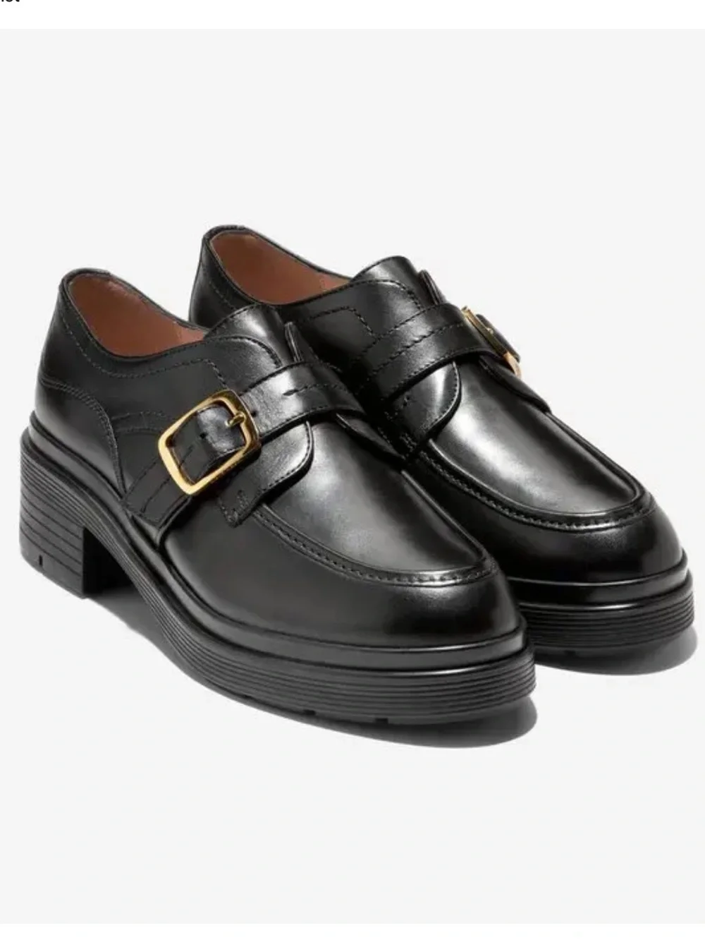 Cole Haan Carlitta Monk Strap Lug Oxfords In Black, Size 9.5, NWOT